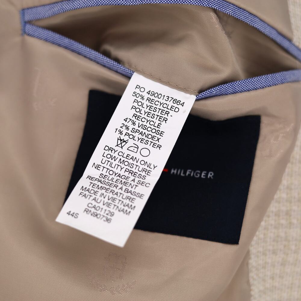 Tommy Hilfiger Men's White/Tan Check Conrad Modern-Fit Suit Blazer Size 44S - Picture 9 of 12